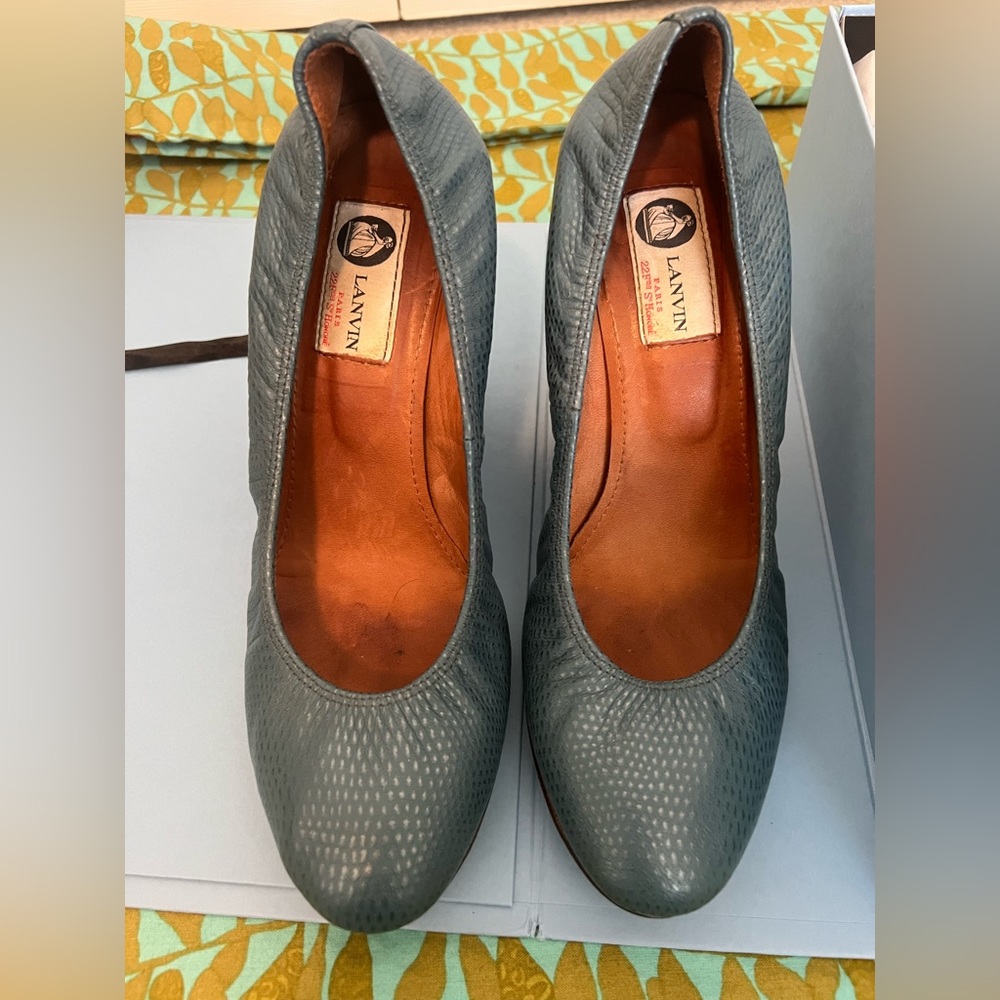 Lanvin Blue wedge heels- size 40.5- glacier ice blue.